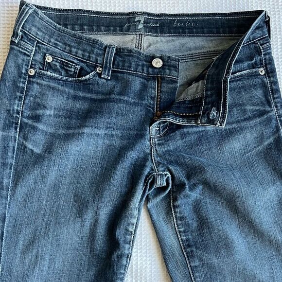 7 for All Mankind Bootcut Faded Denim Distressed Frayed Hem Jeans sz 28 - Picture 10 of 11